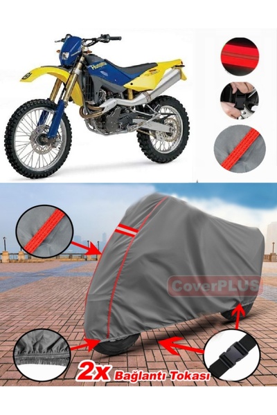 CoverPlus Husqvarna TE 610 القماش المشمع غطاء دراجة نارية غطاء خيمة أحمر مخيط...