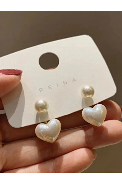 Staınless Kadın İncili Kalpli Hayalet Küpe