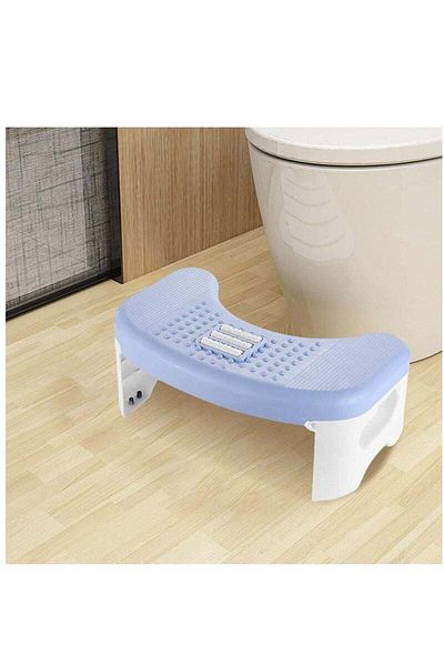 COOYA Foldable Toilet Step Stool,with Massage Roller,Non Slip Compact for for Adults Children,Blue