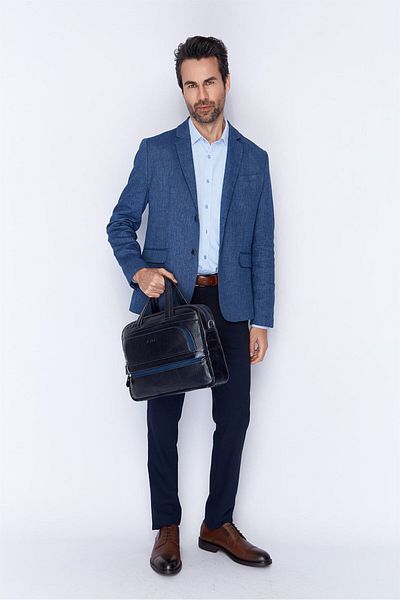 Aka Leather Navy Blue Laptop Briefcase 251 62