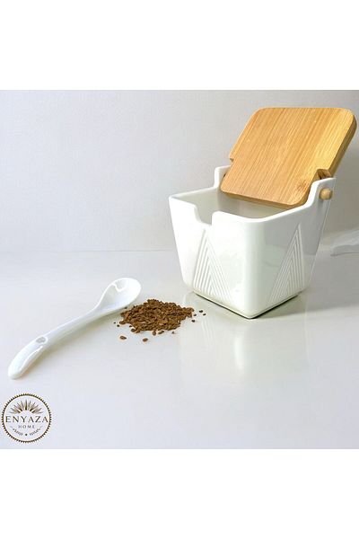 ENYAZA(2024) Porcelain Salt and Pepper Shakers with Bamboo Lid 250 ml