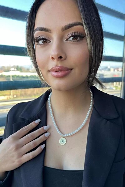 BirYıldızOl Çeyrek Altın Figürlü Sıra Inci Kadın Kolye