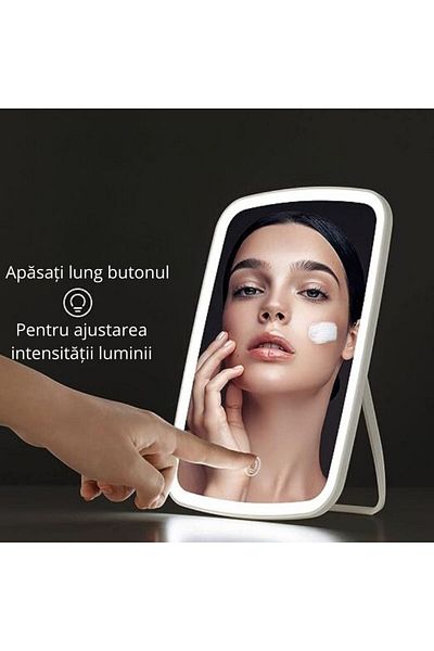 OEM Oglinda pentru machiaj, cu iluminare LED, 33 leduri, buton touch, reincarcare USB, 23.8 x 16.7 cm