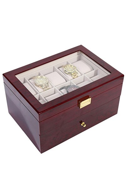 PUFO Wooden box for storing and organizing 20 watches, Premium model, tiered with drawer