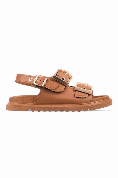 Lal Shoes & Bags Sandale Loyal pentru femei cu cataramă dublă cu centură detaliată - maro