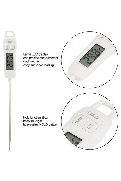 PUFO Digital thermometer with probe for kitchen, liquids, food, dairy, cakes, wax, -50° C - +300° C