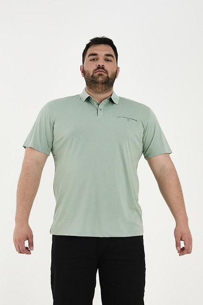Maccali Men's Timeless Basic Long Plain Polo Neck T-Shirt with Pockets Green