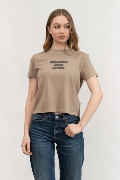 Calvin Klein Kadın Gri Kısa Kollu Tişört