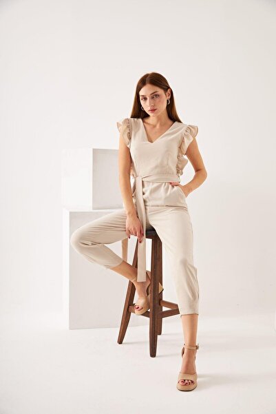 SELECTION PATRICE Krem Sırt Detay Tulum