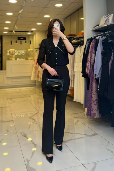 Vosse Ekol Siyah Taşlı Organize Ceket