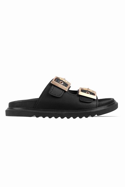 Lal Shoes & Bags Дамски чехли с катарама за колан, по-леки и детайлни - черни