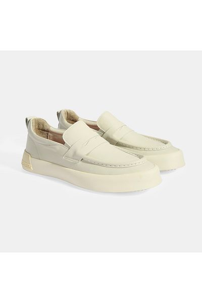 Desa Men's Cream Slip-On Leather Loafer