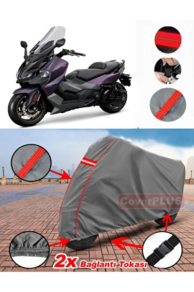 CoverPlus Sym Maxsym TL 508 القماش المشمع غطاء دراجة نارية خيمة حمراء مخيط رمادي