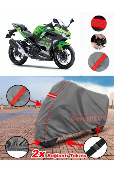 CoverPlus كاواساكي نينجا 400 قماش القماش المشمع غطاء دراجة نارية خيمة حمراء م...