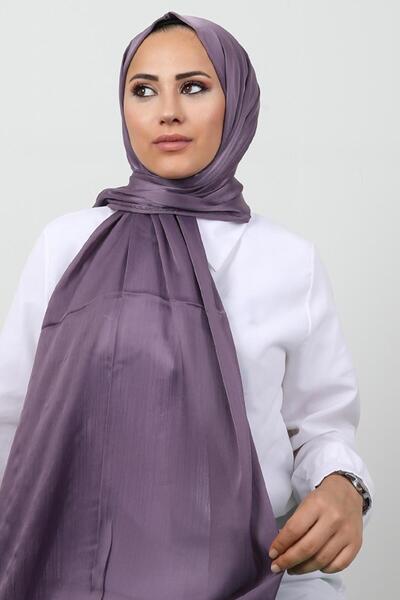 GİYZAMİLA İnci Saten Şal Lila