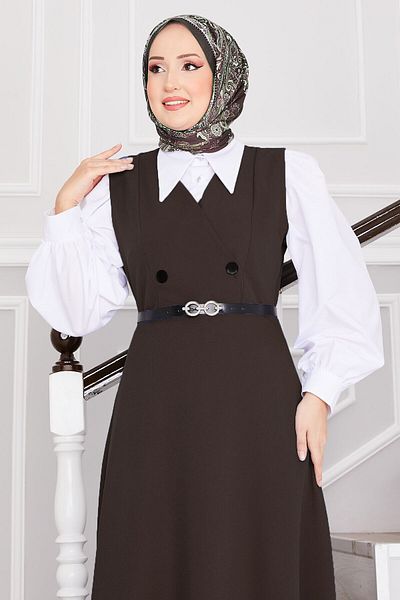 EBRUTESETTÜR Button Detailed Belted Hijab Gilet