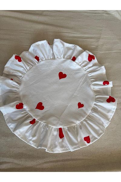 KAMİZ 6-Piece Pinwheel Heart Patterned American Service, 40X40 Round Supla Service