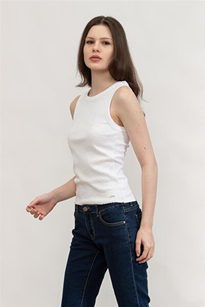 Guess ALEXIA SEQUINS TANK TOP Kadın Beyaz Atlet W5GP06KCS10-G011