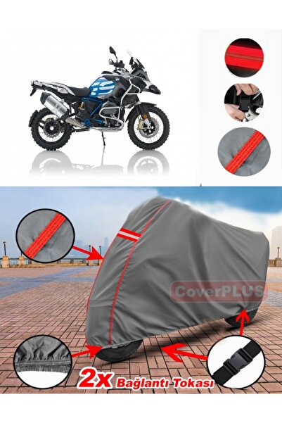 CoverPlus Bmw R 1200 GS Adventure Branda Motor Brandası Motorsiklet Örtüsü Çadır Kırmızı Dikişli Gri