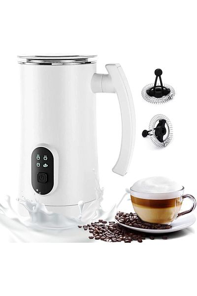 COOYA 4 In 1 Electric Milk Frother, 350ml Automatic Hot & Cold Foam Maker, Auto Shut-Off Milk Steamer