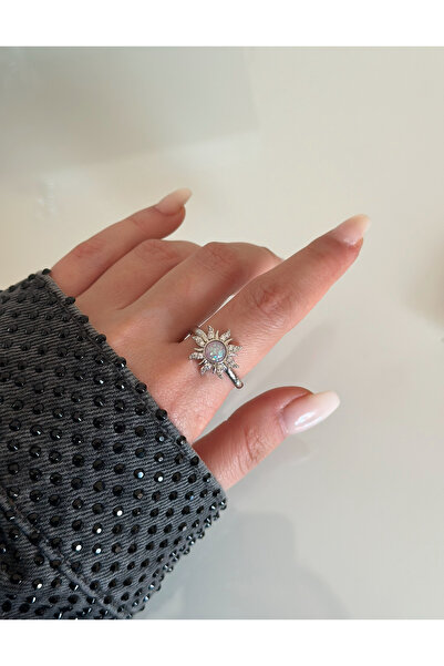 Maide Jewelry Ayarlamalı Çelik Gümüş Kutup Yıldızı Yüzük Sevgiliye Anneye Hediye
