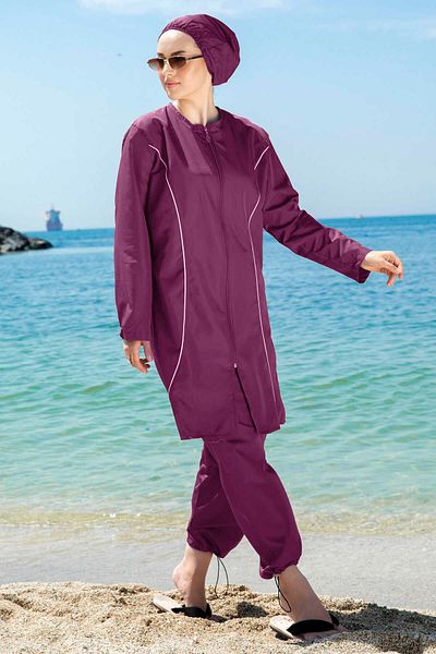 EBRUTESETTÜR Stripe Detailed Hijab Swimsuit
