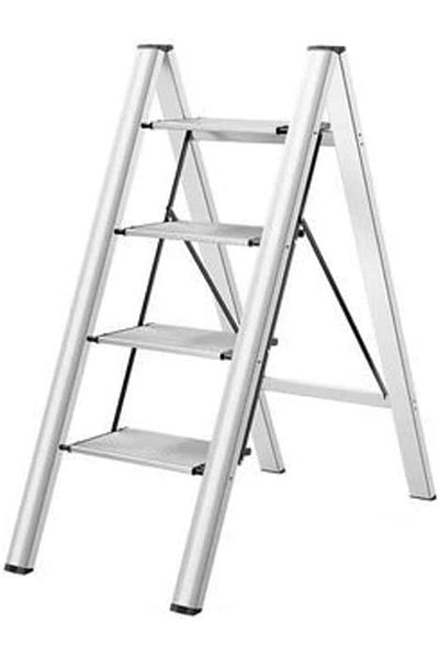 POWER INDUSTRIAL Power Industerial Home Ladder Aluminum Folding Step Rack Stool Wide Anti-slip Pedals Lightweight