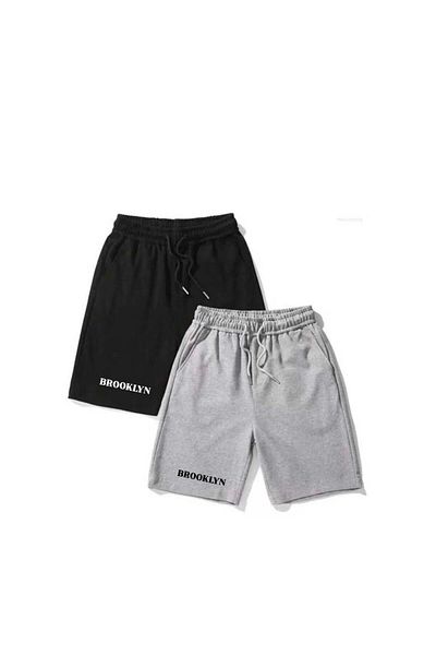 woonkey UNISEX PRINTED ΧΤΕΝΙΣΜΕΝΟ ΣΟΡΤΣ ΜΑΥΡΟ ΚΑΙ ΓΚΡΙ ΣΕΤ 2 ΝΕΑ ΣΕΖΟΝ