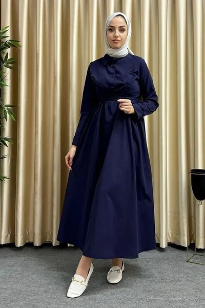 Tesettür Diyarı Φόρεμα Hijab από ύφασμα Tricot με λεπτομέρεια με κορδόνια