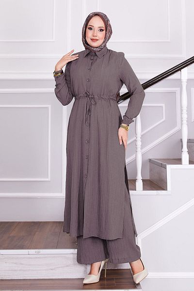 EBRUTESETTÜR Hijab Suit with Belted Trousers