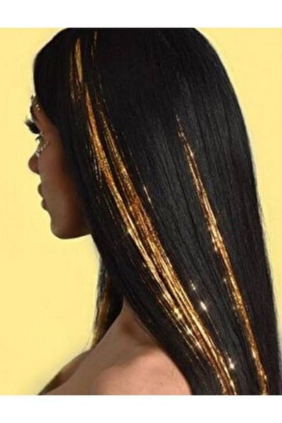 EFLAMEL DESING Hair Glitter Hair Tinsel Golden Blonde Hair Accessory (1 Pcs)