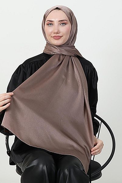 GİYZAMİLA Pearl Satin Shawl Dark Mink