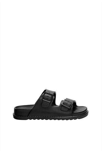 Pull & Bear Rubberised flat sandals with buckle