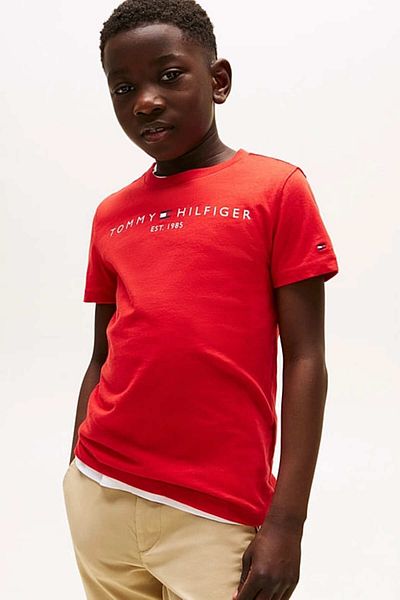 Tommy Hilfiger Unisex Kids Th Essential Cotton T-Shirt - Red