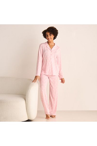 FAV All-Over Heart Print Shirt and Pyjama Set