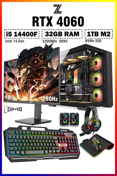 Zeiron Warrior Spine X9 i5 14400F 32GB 1TB M.2 SSD RTX4060 27" 280Hz Sıvı Soğ...