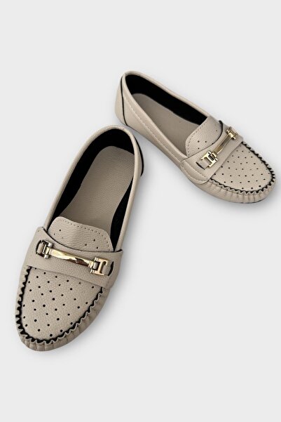 Liger Жіночі балетки з дірками та пряжками КРЕМ