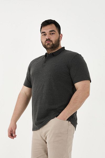 Maccali Short Sleeve Basic Summer Polo Neck T-Shirt Smoked