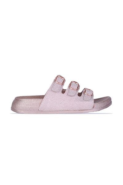 Pienn 3 Buckle Glitter Women's Flat Slippers