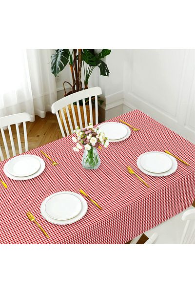 Evim Gingham Red Liquid Proof Stain Resistant Table Cloth