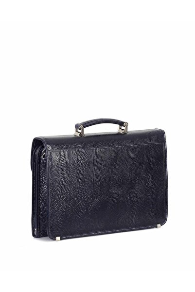 Aka Deri Leather Navy Blue Briefcase 255 62