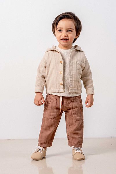 bombe Baby Kids Mink Cotton Hooded Comfortable 3-Piece Set Trend Fashion Bottom Top Set