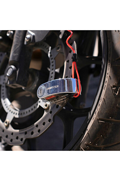 Knmaster DL510A 10 mm Alarmlı Disk Kilidi | Hatırlatma Kablosu ve Taşıma Çantası Hediye | Silver