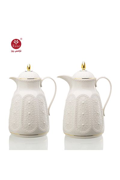Rose RS-132-Islamic Pattern Tea and Coffee Thermos Set, 2 Rose Thermoses, 1 Liter Capacity
