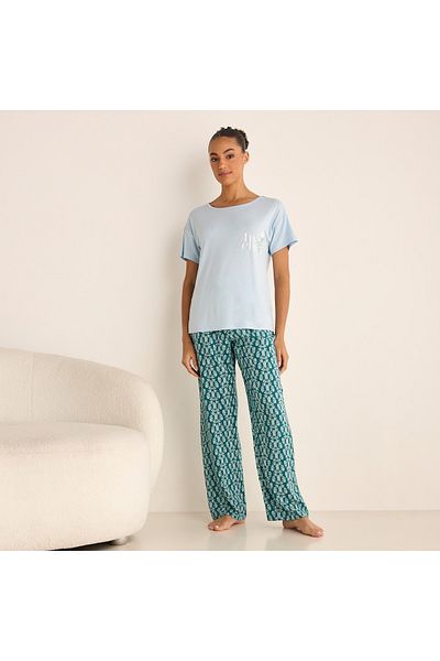 FAV Floral Print Short Sleeves T-shirt and Pyjama Set