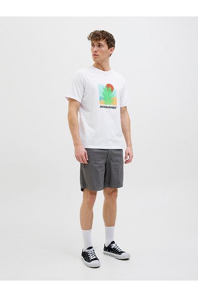 Jack & Jones Ανδρικό λευκό μπλουζάκι Jack Jones Jjbarbados Tee Ss Crew Neck 12269416 -01