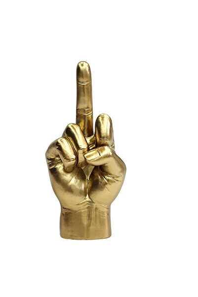 OEM Sculptura amuzanta, Middle Finger, din rasina, auriu, design indraznet