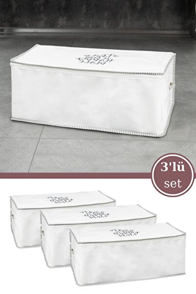 Evren 3 Adet Ipli Yastık Saklama Hurcu, Yatak Kanepe Altı Yastık Kıyafet Çamaşır Düzenleyici (65X40X35 CM)