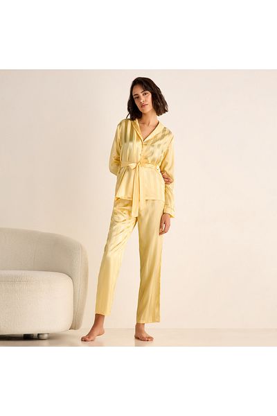 FAV Striped Jacquard Shirt and Pyjama Set