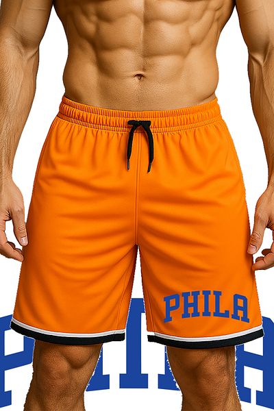 TOP GLORY Pocketed Phila Printed Basketball Shorts Sports Shorts